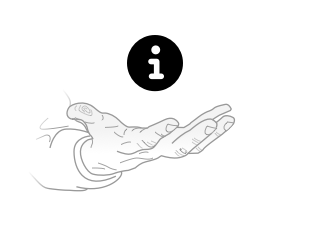 Illustration of an information icon falling into a hand