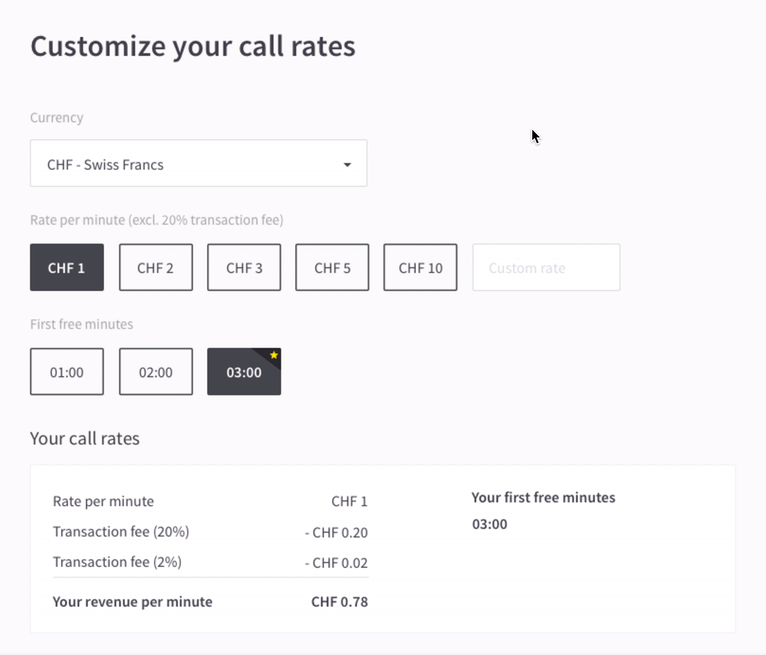 Customize your rates
